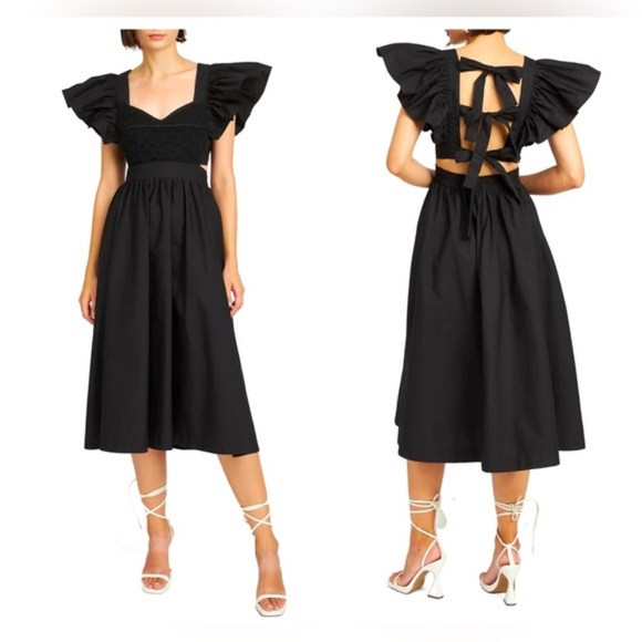 En Saison Dresses & Skirts - En Saison Monti midi dress tie-back black sz M BNWT